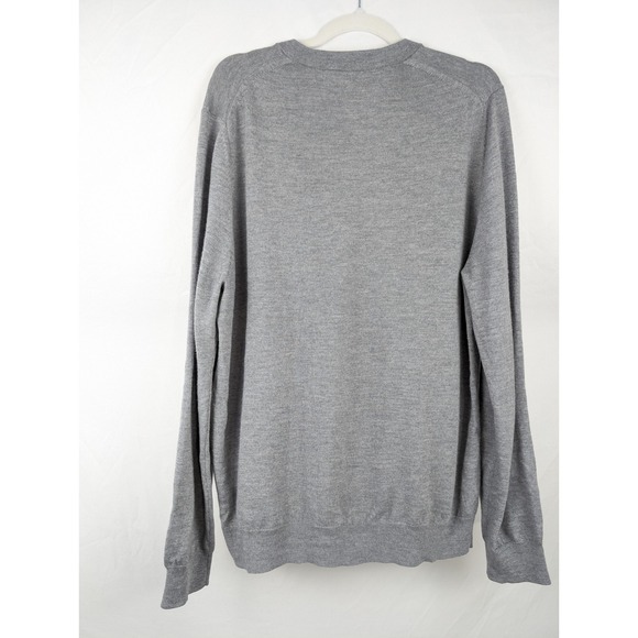 Nordstrom Extra Fine Merino Wool Mens Gray V Neck Long Sleeve Sweater L Preppy - Picture 6 of 9